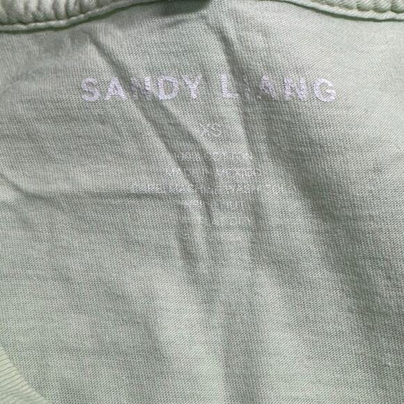 Sandy Liang Top Womens XS Green Blue Dippy Tee Tie Dye Retro‎ Style Logo Cotton - Picture 9 of 9